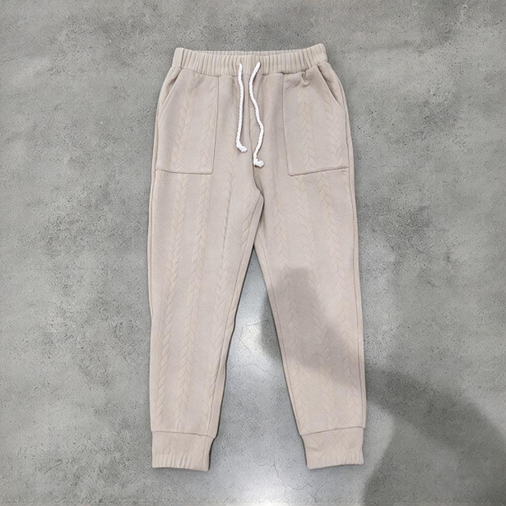 Men's Cable Knit Jogger Pants Elastic Waist Drawstring Casual Trousers with Pockets Lightweight Sweatpants for Daily Workout