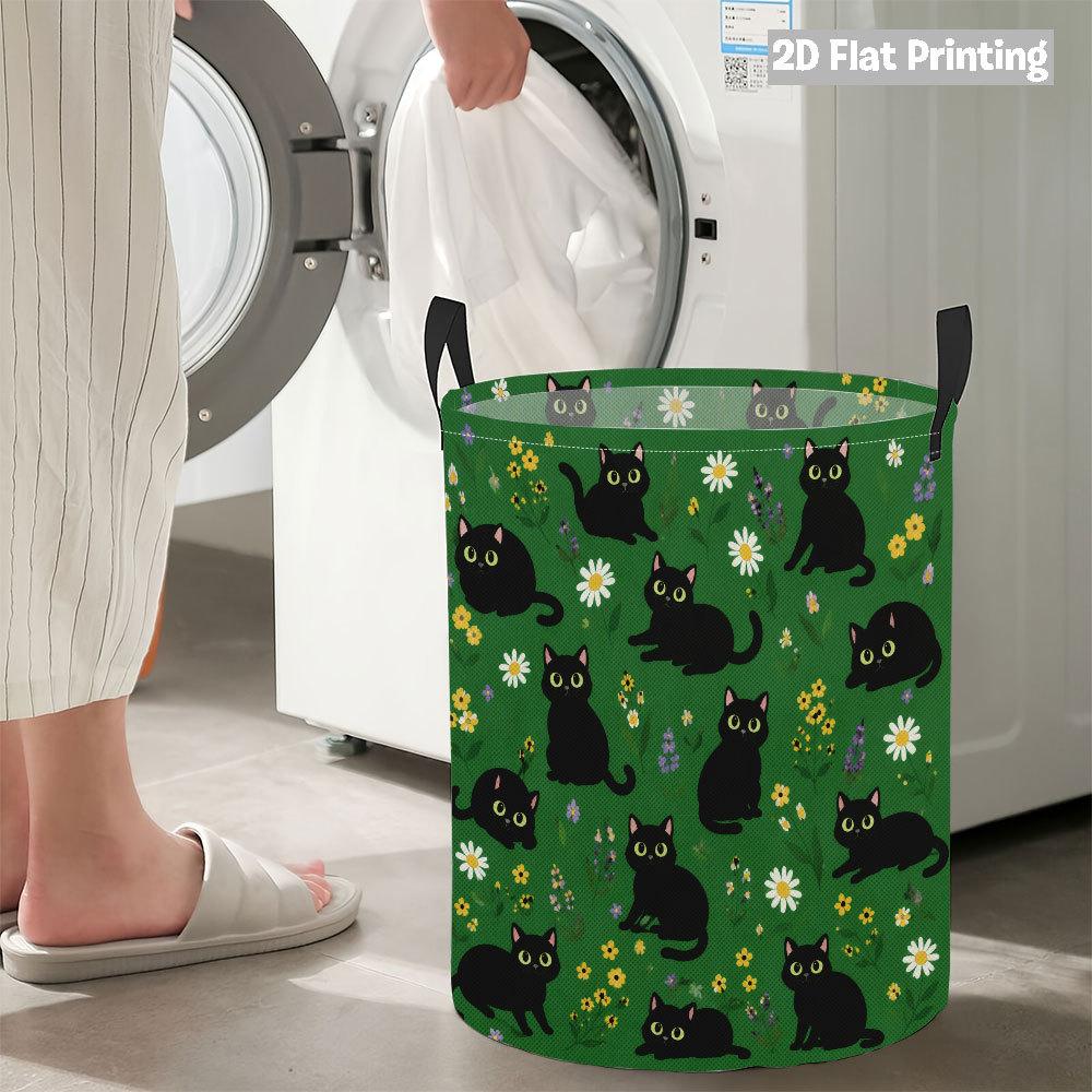Collapsible Laundry Basket Large Round Waterproof Fabric Hamper Dirty Clothes Storage Bin Toy Organizer with Handles