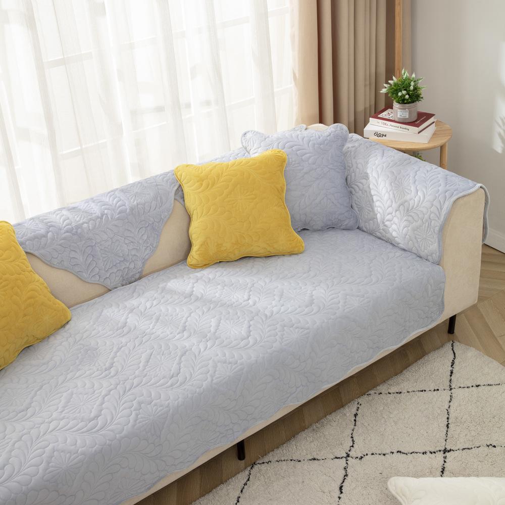 Milk Fleece Phoenix Tail Sofa Cushion Plush Non-Slip Seat Cushion Leather Sofa Cover  Simple Quilted Cover Towel