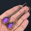 Copper Purple Turquoise Handmade Copper Wire Wrap Earring 3.54 y1r09
