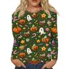 Women's Fashion Casual Long Sleeve Halloween Print Round Neck Top