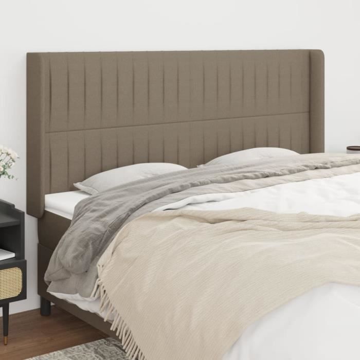 VidaXL Tête de lit avec oreilles Taupe 163x16x118-128 cm Tissu3119828