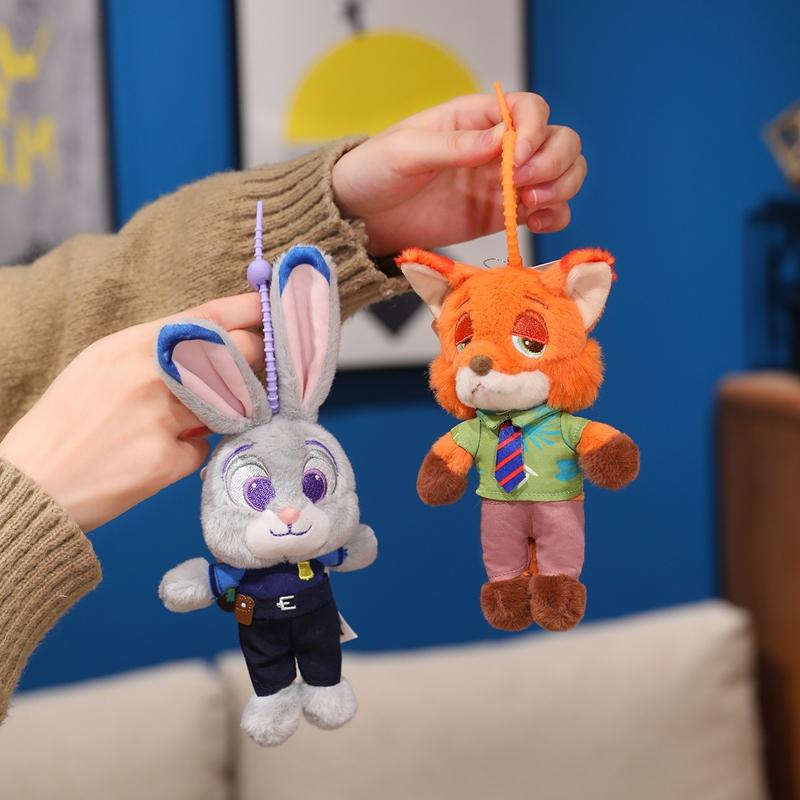 Disney Zootopia Pluszowa Zabawka Wisiorek Nick Wilde Judith Laverne Hopps Pluszowa Lalka Breloczek Urok dla Pary Prezent Urodzinowy Świąteczny