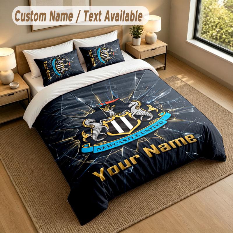 Bedding Set 1 Duvet Cover 2 Pillowcases Newcastle United FC Print Soft Bed Linen Bedroom Decor