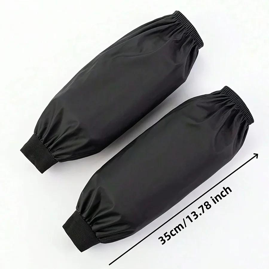 Heavy-Duty Black Faux Leather Arm Sleeves - Waterproof & Oil-Resistant for Kitchen, Occupational Work & Industrial Use
