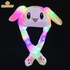 Non-Toxic Jumping Rabbit Hat Plush Ear Funny Glowing Ear Moving Bunny Hat Cosplay Halloween Christmas Party Hat 5-18 Years And Adult
