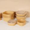 10Pcs Disposable Lunch Box Kraft Paper Square Lunch Box Fast Food Packing Boxes Paper Bowls With Lid Household Bento Boxes