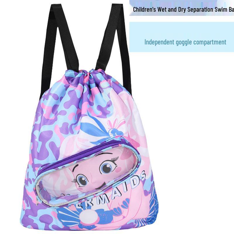 Children's Waterproof Swim Bag - Wet/Dry Separation, Cartoon Design, Outdoor Portable Beach Backpack