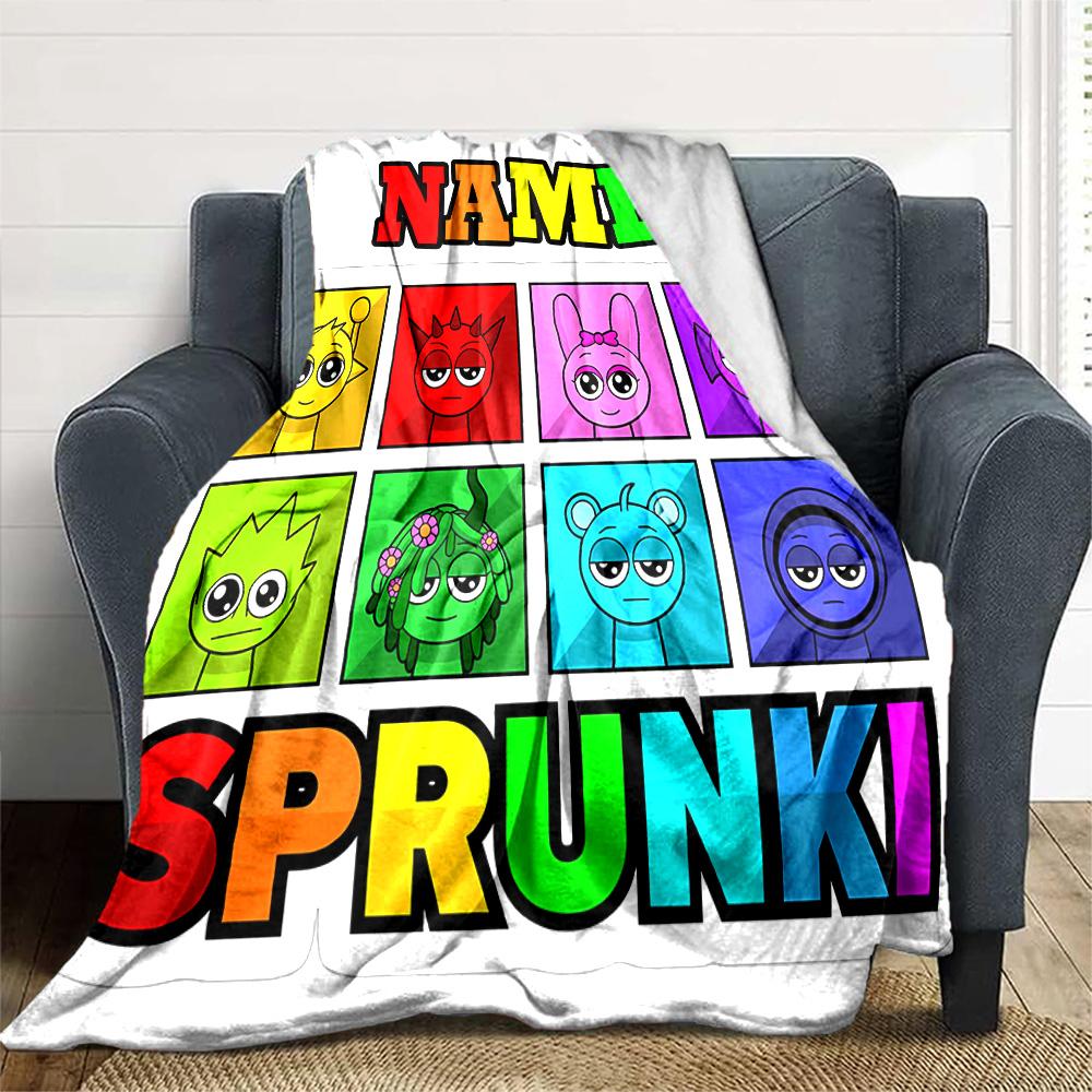 Customiz Name Personality Sprunki Themed Blanket Soft &Warm Sofa Office Bed Travel Lunch Break Blanket, Gift Suitable All Seasons