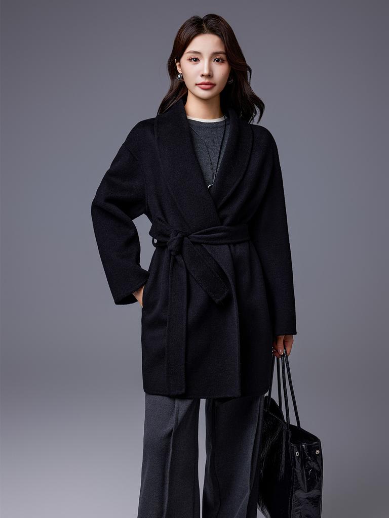 Autumn and winter new double-sided wool coat coat women's woolen cashmere fashion niche temperament New Year's robe 26 new products