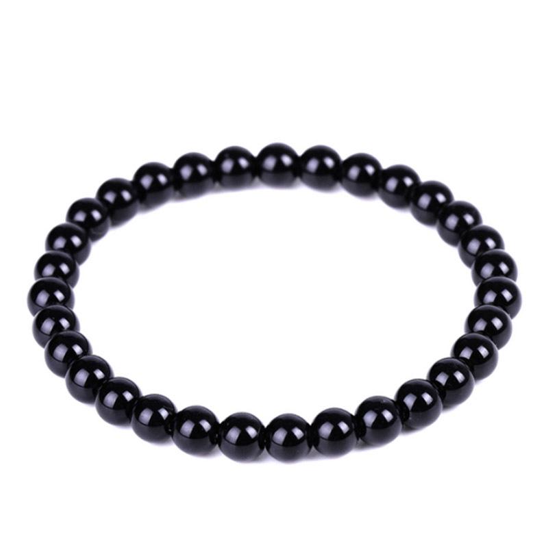 European & American Black Imitation Obsidian Slimming Anklet with Black Agate Bracelet Stones