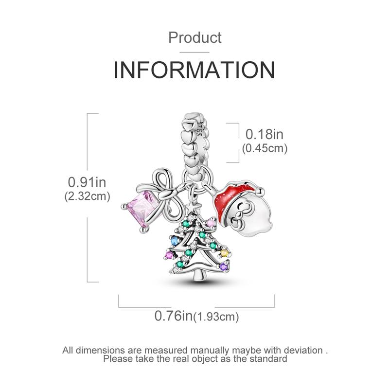 Original Charms Copper Christmas Tree Santa Claus Gift Pendants Fit Plata Bracelets For Women Jewelry Making Fine Gifts