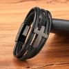 Punk Cross Design Leather Bracelet Classic Stainless Steel Men's Bangles Jewelry Luxury Multicolor Handsome Christmas Gifts