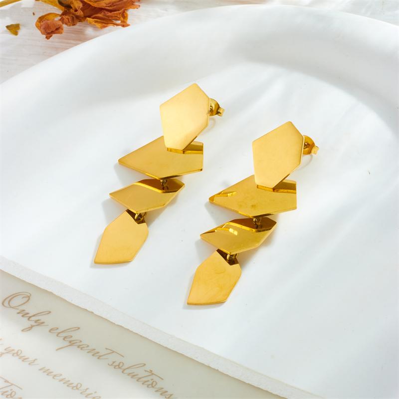 DIEYURO 316L Stainless Steel Gold Geometry Pendant Earrings For Women Girl New Fashion Ear Drop Jewelry Holiday Gift Party