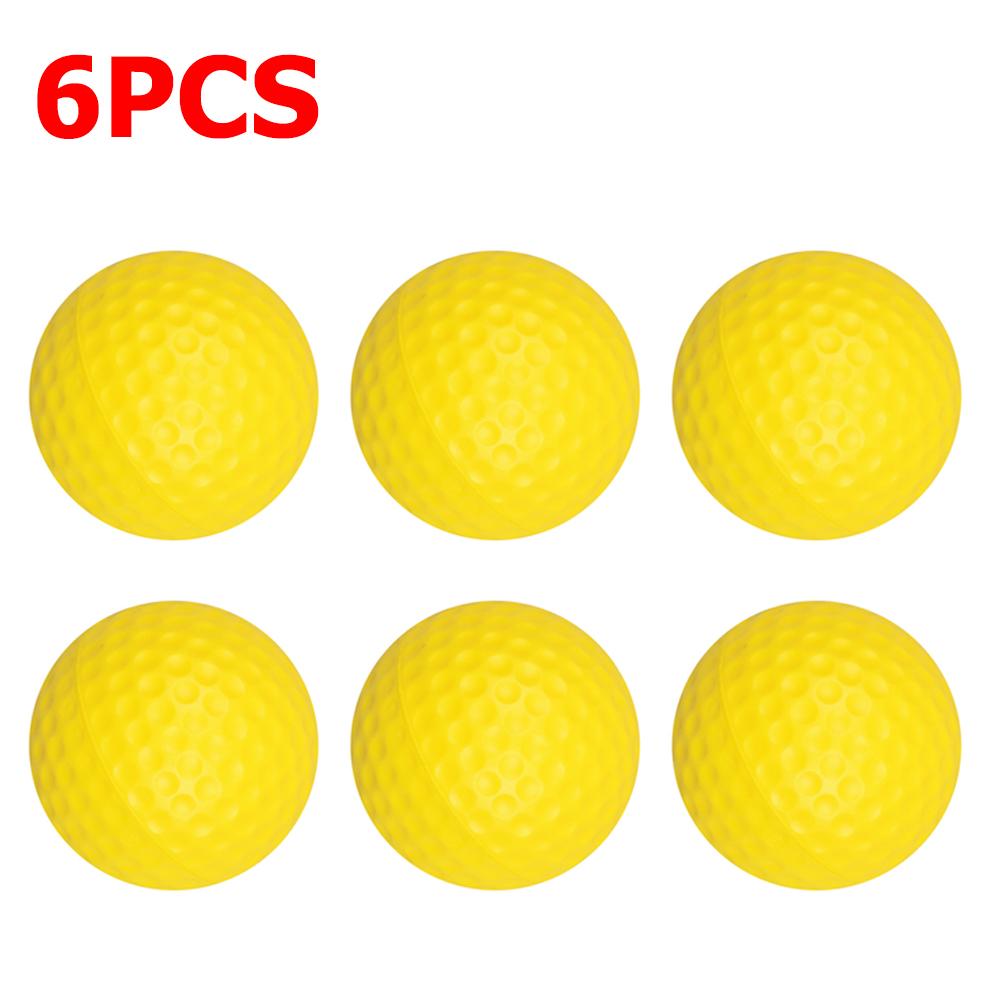 6pcs 4cm Yellow PU Soft Golf Ball Adult Stress Relief Kneading Toys Indoor Golf Practice Accessories Creative Release Toys Gifts