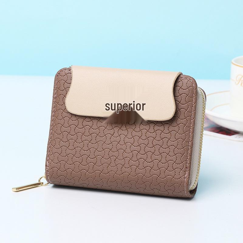 2025 Damen High-End Color Block Kurzes Portemonnaie & Kartenhalter Münzbörse