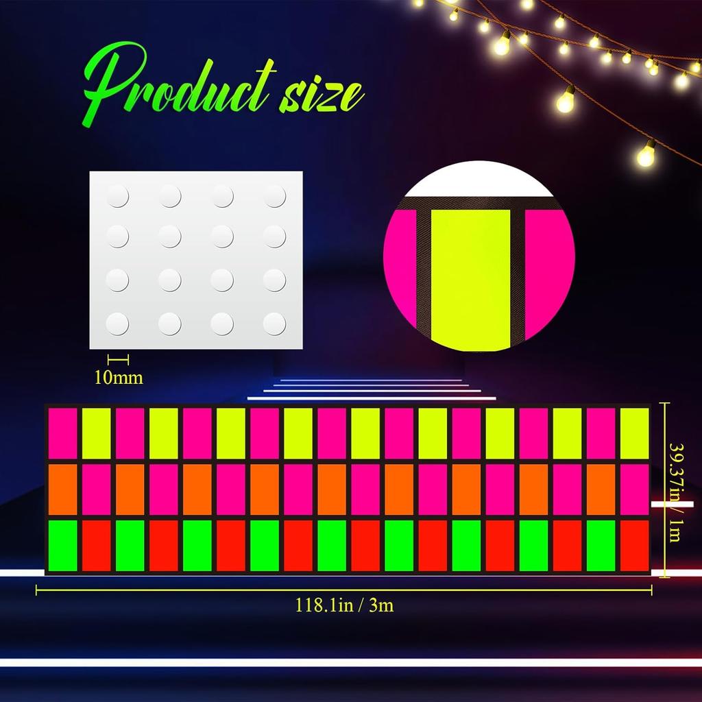 Mixweer 1 Pcs 118 x 39 Inch Disposable Neon Dance Floor 80s 90s Party Decorations DIY Plastic Dance Floor Neon Carpet Runner for Outdoor Birthday
