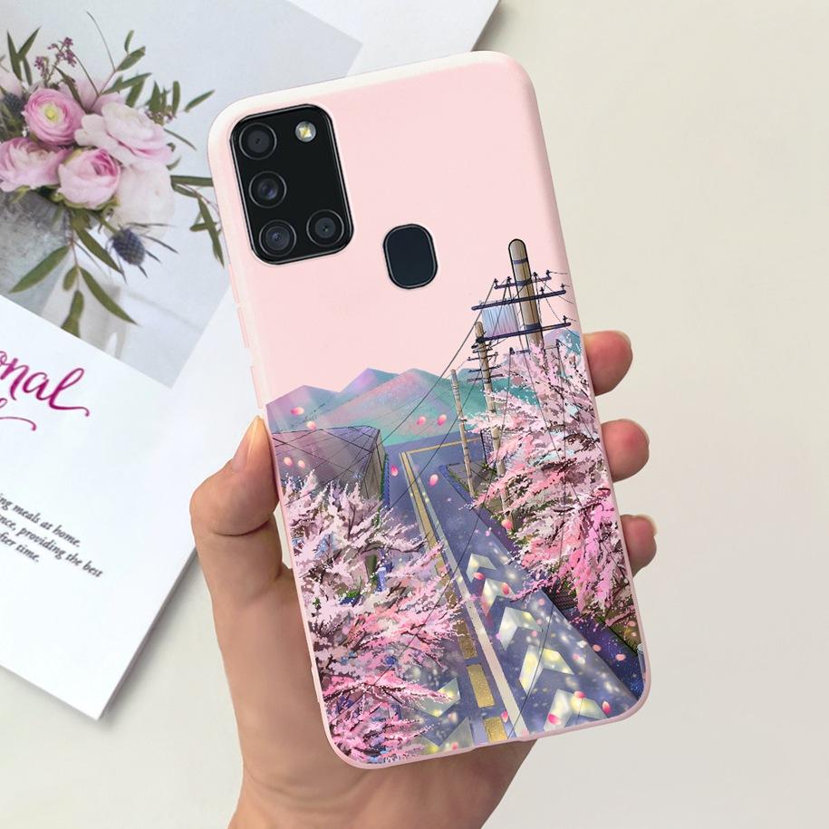 For Samsung A21S Case SM-A217F A 21S Back Cover Fashion Flower Cartoon TPU Soft Silicone Phone Case For Samsung Galaxy A21s Capa
