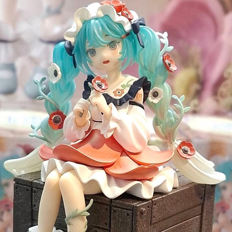 In Stock FuRyu Hatsune Miku Noodle Stopper Flower Fairy Series -Anemone Ver.- 14CM PVC Anime Action Figures Model Collection Toy