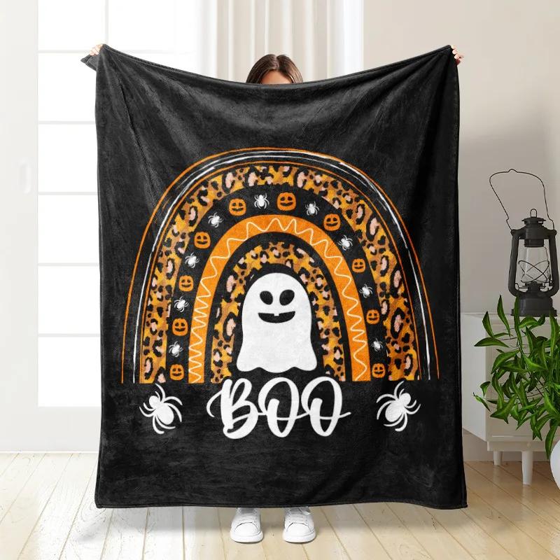 Halloween Cartoon Animation Digital-printed Polyester Bedroom Velvet Flannel Cover Blanket Fleece Sofa Cover Blankets for Beds