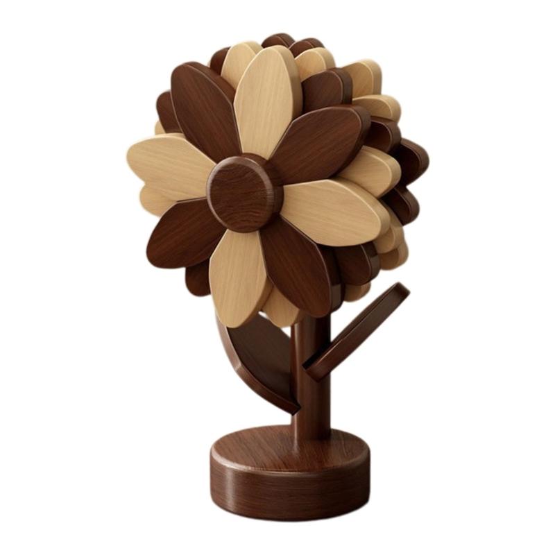 5-Piece Wooden Trivet Set with Flower Forms and Vertical Storage for Family Meals, Gatherings, and Dining Table Presentation
