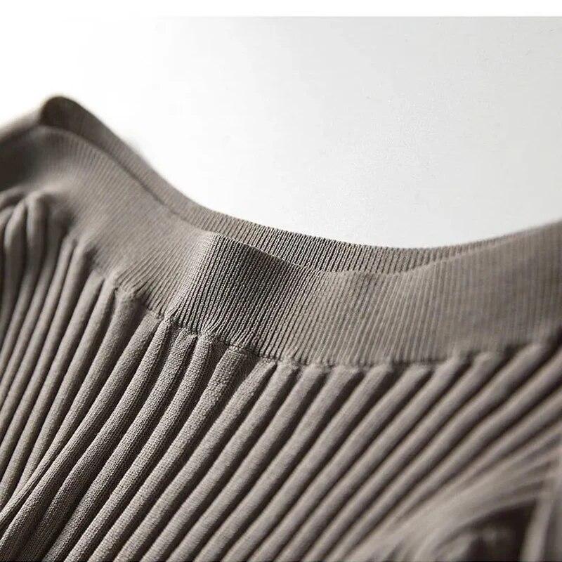 Summer Korean Style Elegant Fashion Knitting Women O Neck Thin Aesthetic Solid Color Female Pullover Sexy Lady Tee