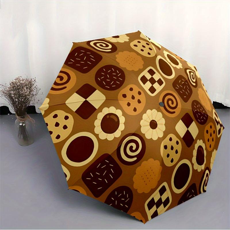 1pc Cookies Biscuits Automatic Open/Close Umbrella with One Touch Button,, Windproof Design   Lightweight Portable Umbrella for Women & Men6079