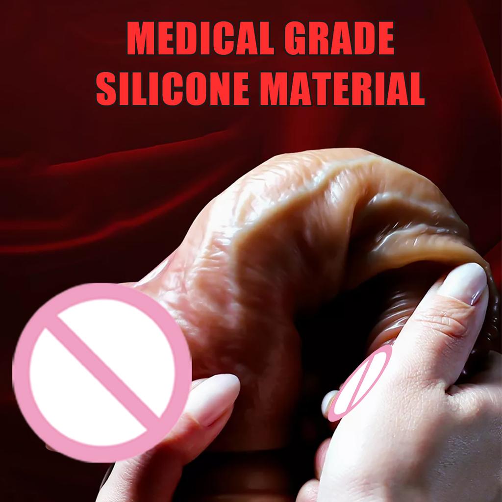 Realistic Dildos Skin Sliding Foreskin Testicles Dildo Penetration Anal Vaginal Stimulation Penis Dick Adult Sex Toys for Woman