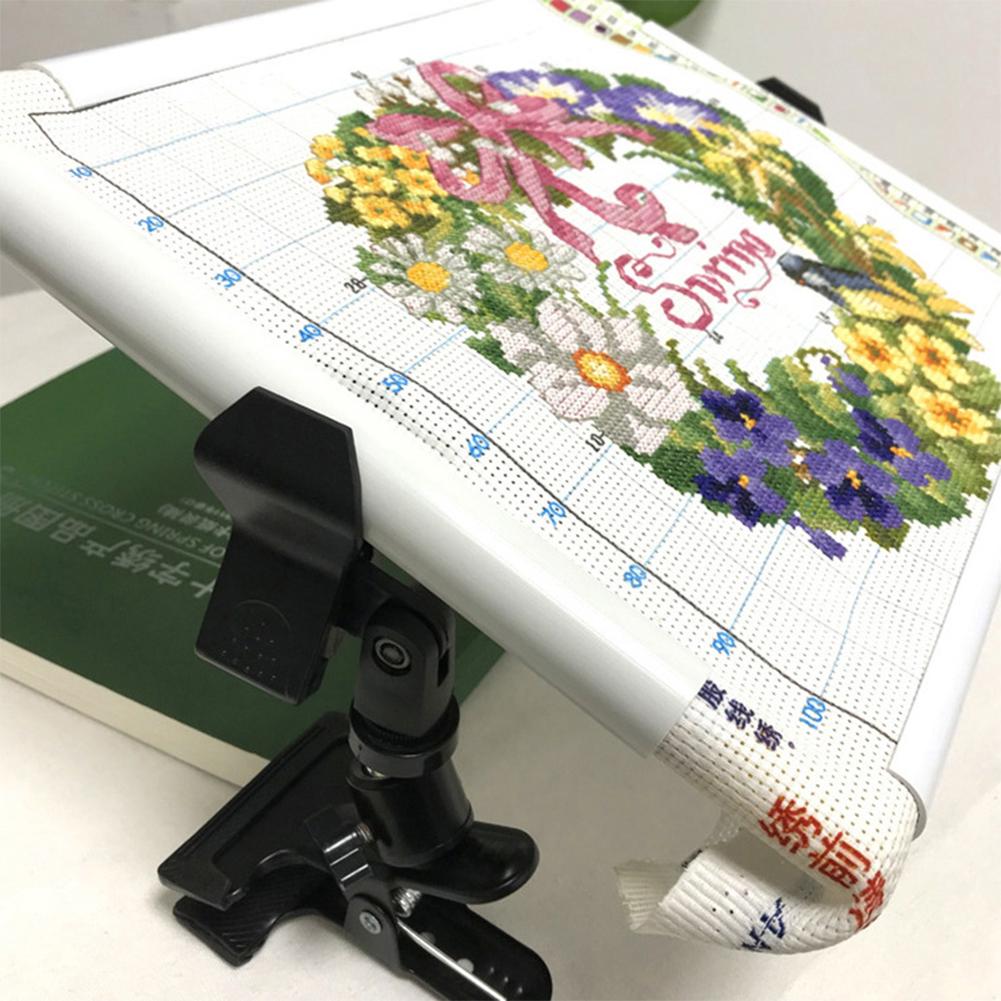 2 Stück Kreuzstich-Klammer Nicht rutschende Tischkanten-Stickerei-Klammer Verstellbar 360 Grad Drehung Metall-Kamera-Halter Klemme auf Schreibtischständer