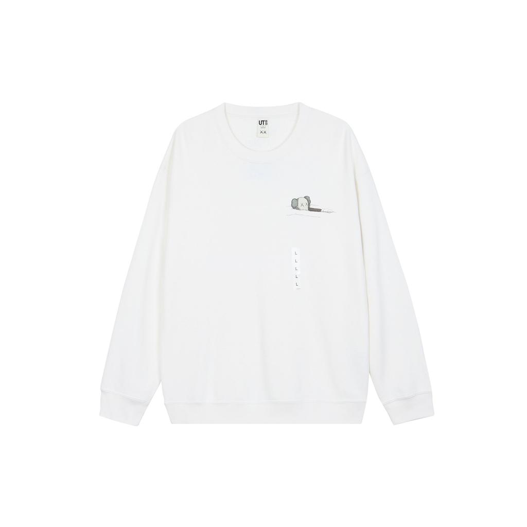Uniqlo X Kaws Collaboration SS23 Solid Color Floating Doll Print Crew Neck Pullover Long Sleeve Knit Sweater Unisex sweater White 467395-01