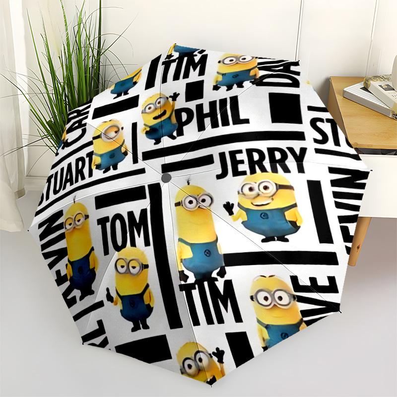 1pc Minions Characters Automatic Open/Close Folding Umbrella, Windproof 8-Rib Construction, Lightweight Travel Umbrella for Women/Men a0903207