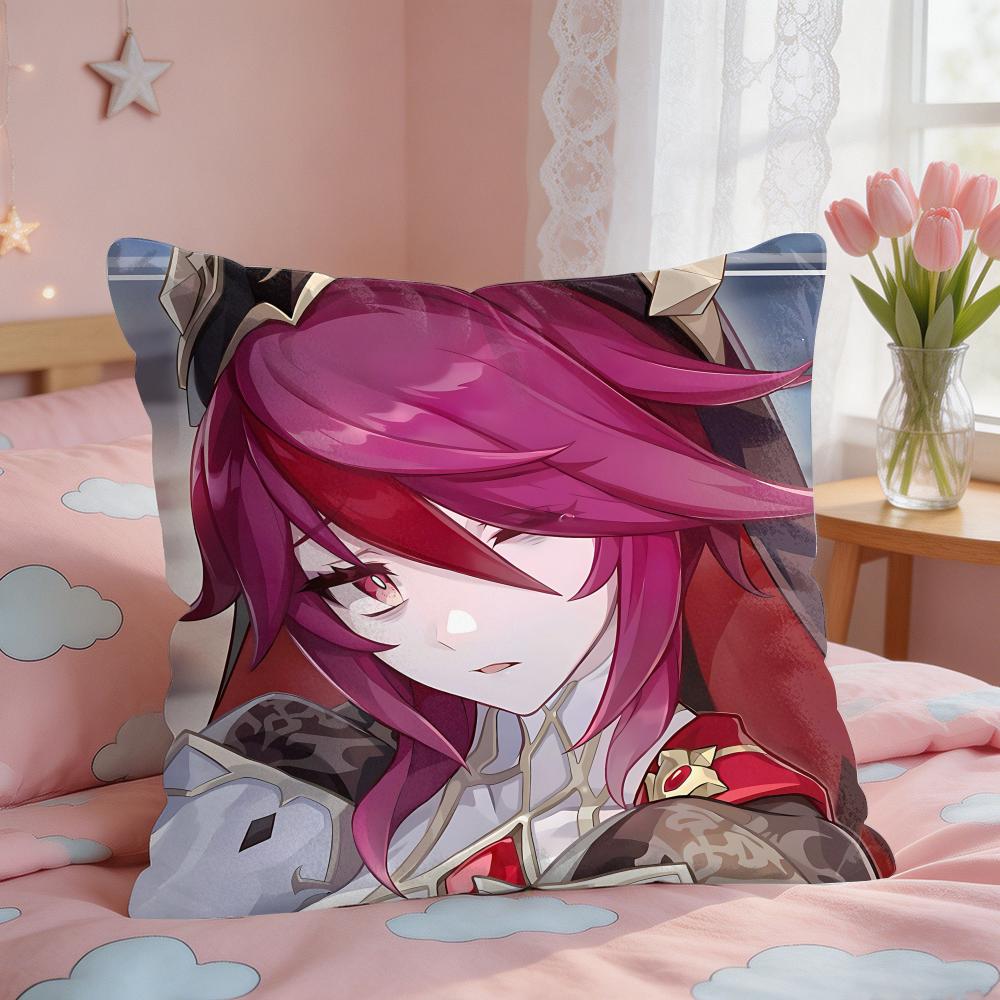 Rosaria Genshin Game Cushion Cover Short Plush Pillow Case Room Sofa Cushion Covers Home Decor Funda