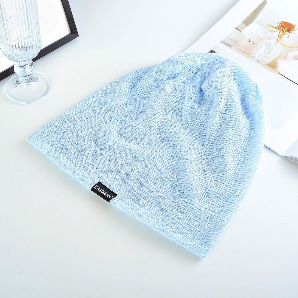 Double Layer Knitted Outdoor Baggy Skullcaps Polyester Fashionable Baotou Hat  Autumn Spring