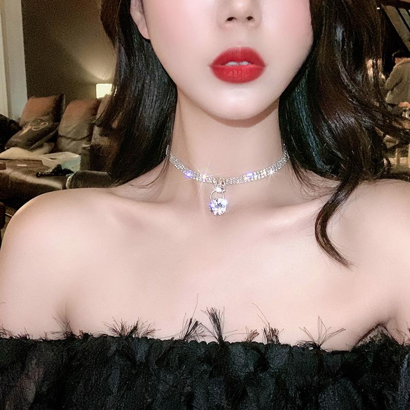 Choker Neck Chain Collarbone Chain Japanese and Korean Internet Celebrities Ins Personalized Neck Strap Neck Jewelry Short Crystal Ladies Necklace
