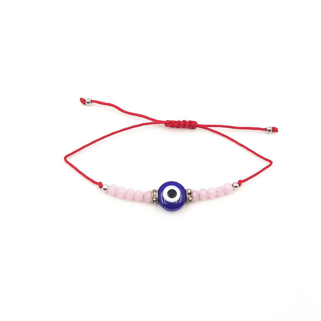 Bracelet en perles d'œil du diable tissé à la main avec motif de niche en verre