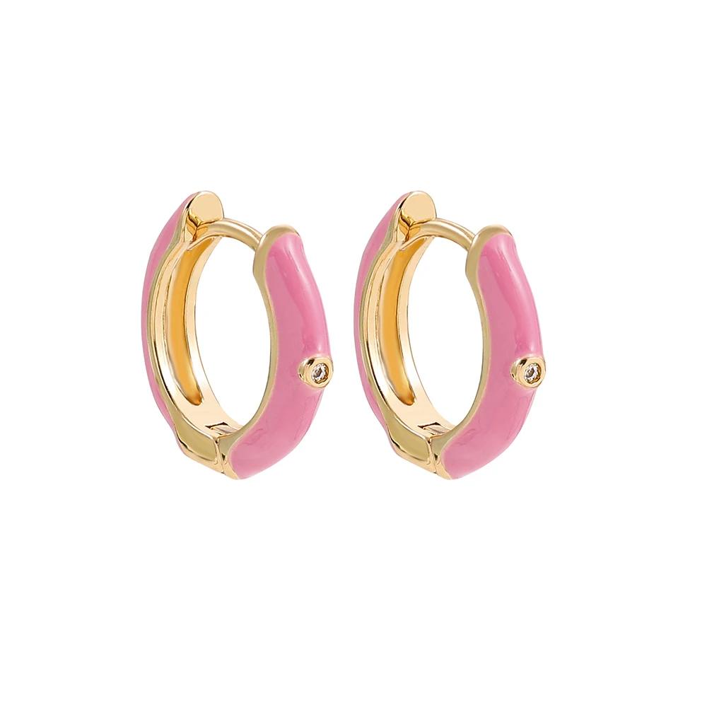 Vintage Multicolor Enamel Flower Round Hoop Earrings Boho Gold Color Circle Round Earrings Statement Jewelry Gifts for Women