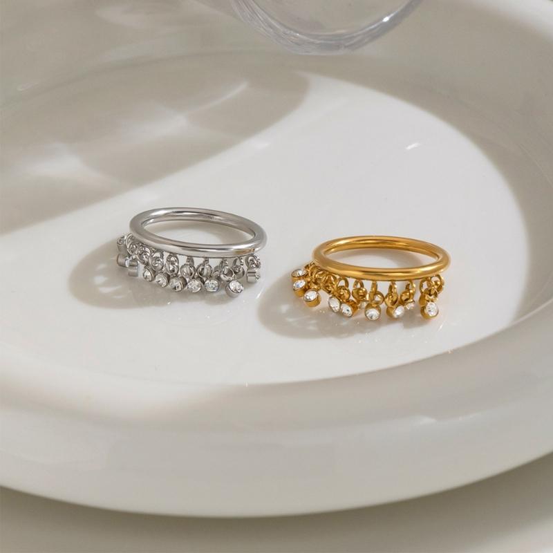 Fringe Finger Ring for Women with Clear Stone Detail, Statement Jewelry for Parties, Date Nights and Gift Giving