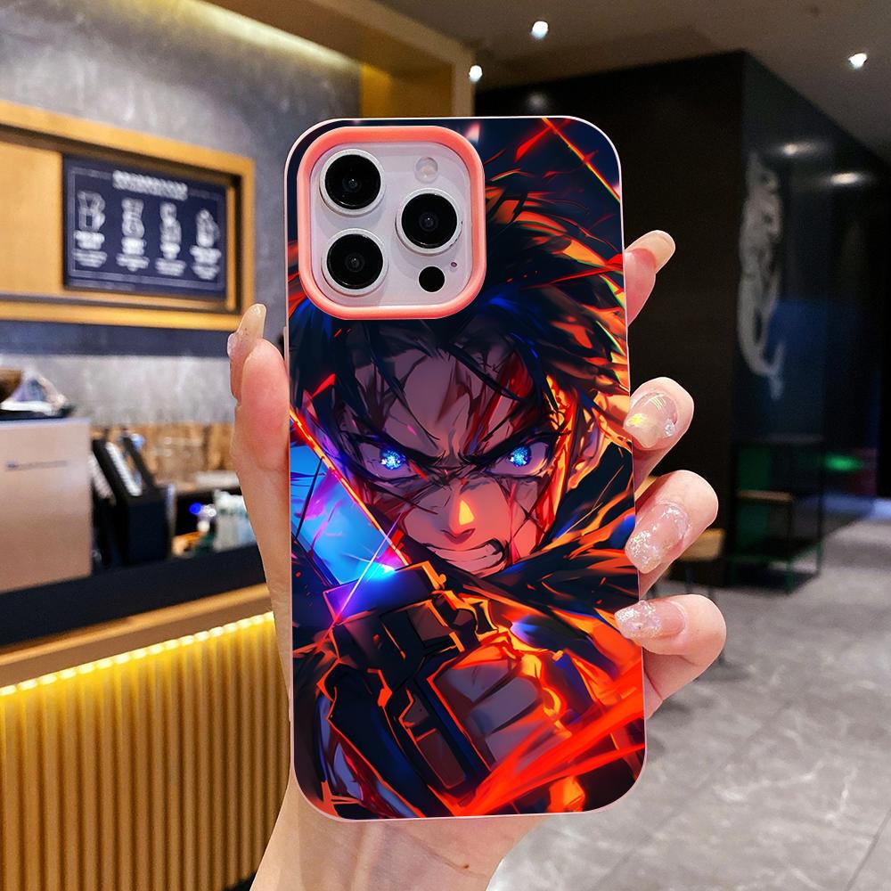 

AOT Eren Yeager Jelly Double layer Pink Mobile Phone Case for iPhone 17 16 15 14 13 12 11 Air Pro Max Plus Protective iPhone 12 Pro