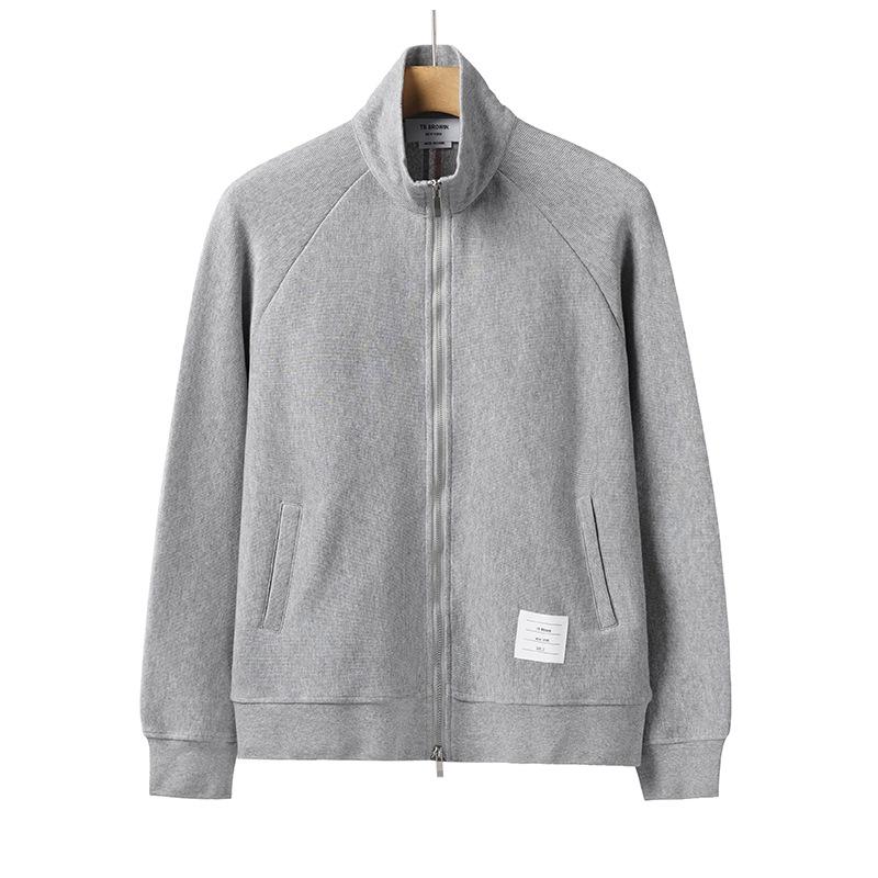 2025 Autumn Korean Casual Striped Raglan Sleeve All-Cotton Zipper Jacket