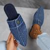 2025 New Beach Sandals Women Slippers Comfortable Versatile Slippers Women Denim Round Toe Flat Slides Women Zapatos De Mujer