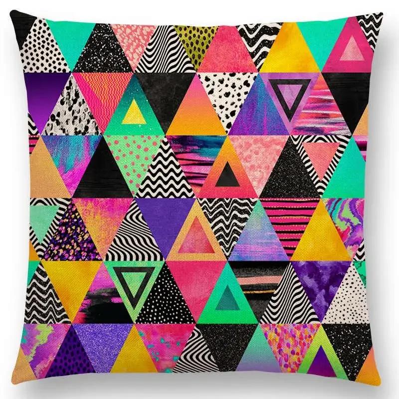 New Abstract Colourful Geometric Pattern Sweet Watercolor Dream Square Round Triangles Gorgeous Cushion Cover Throw Pillow Case