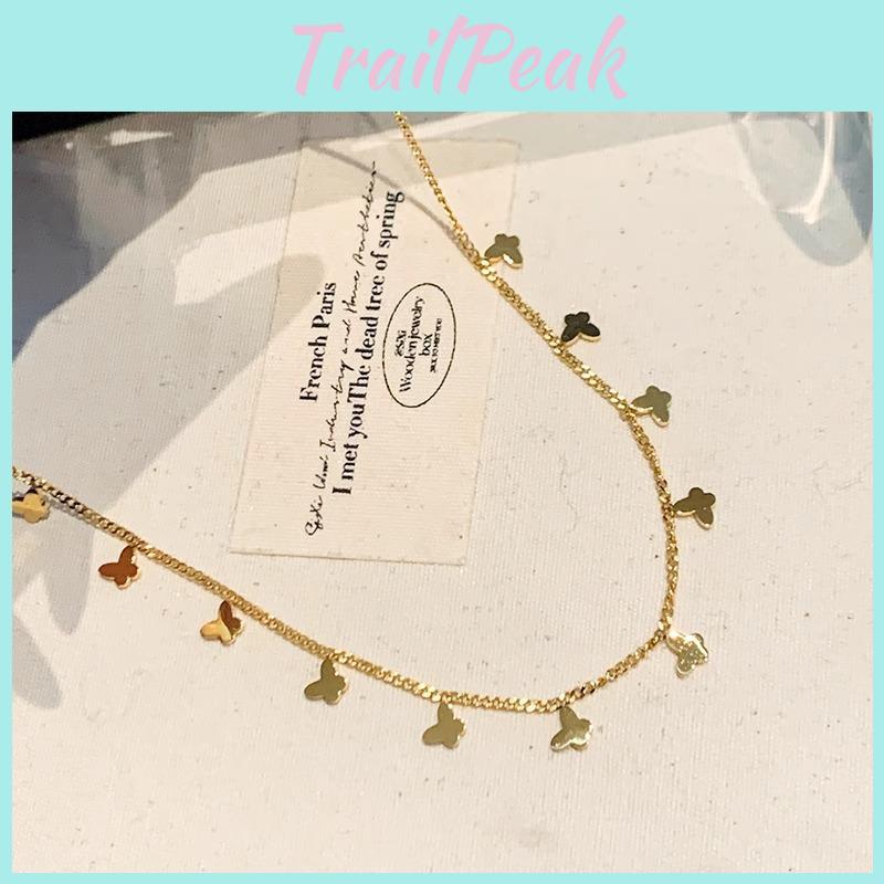 Chic Gold Butterfly Charm Necklace 2024 Locking Clavicle Chain Long Lasting Titanium Steel
