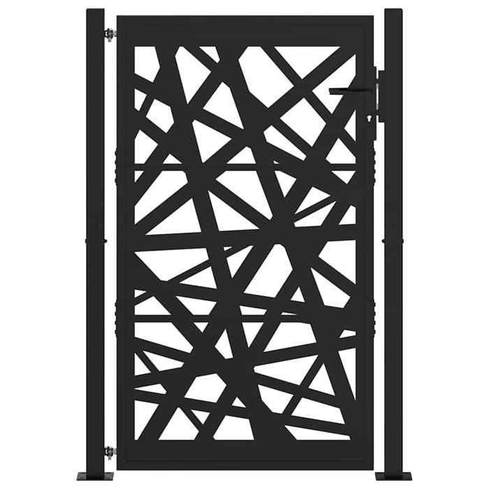 VidaXL Portail de jardin noir 105x155 cm acier conception de lumière, porte de clôture, porte extérieure, porte en métal, 4100951