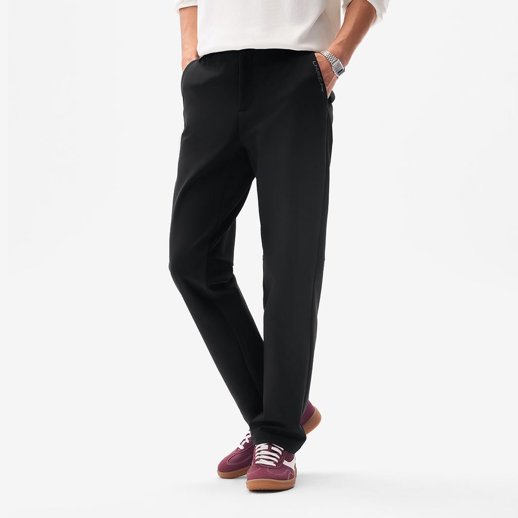 Li-Ning Comfortable Simple Versatile Solid Color Zipper Straight Leg Casual Pants Men Bottoms Black AYKV939-1