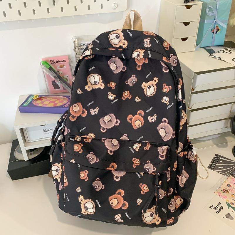 Bear Print Large Capacity Backpack Children Book Bag Cute Student Schoolbag
