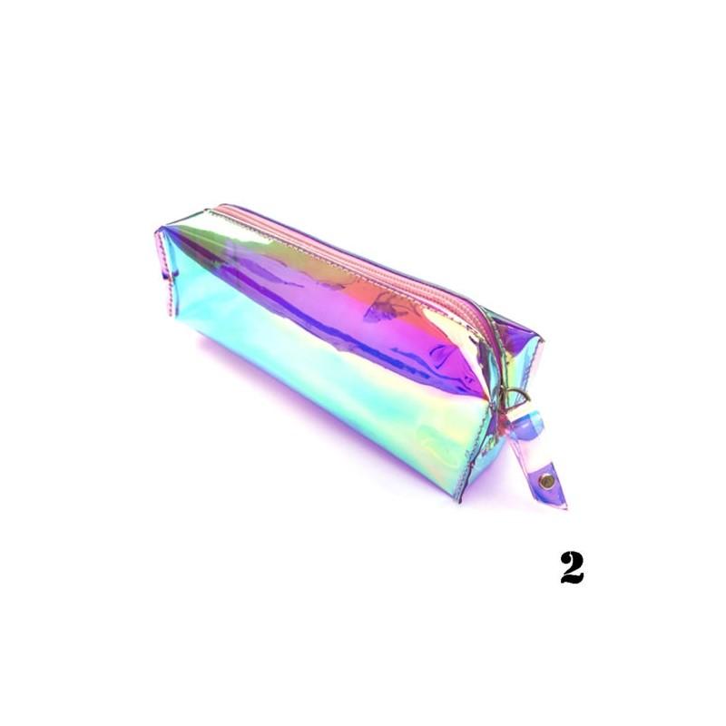 Laser Rainbow Transparent Pvc Pencil Case With Zipper Closure For Travel And Office Organization