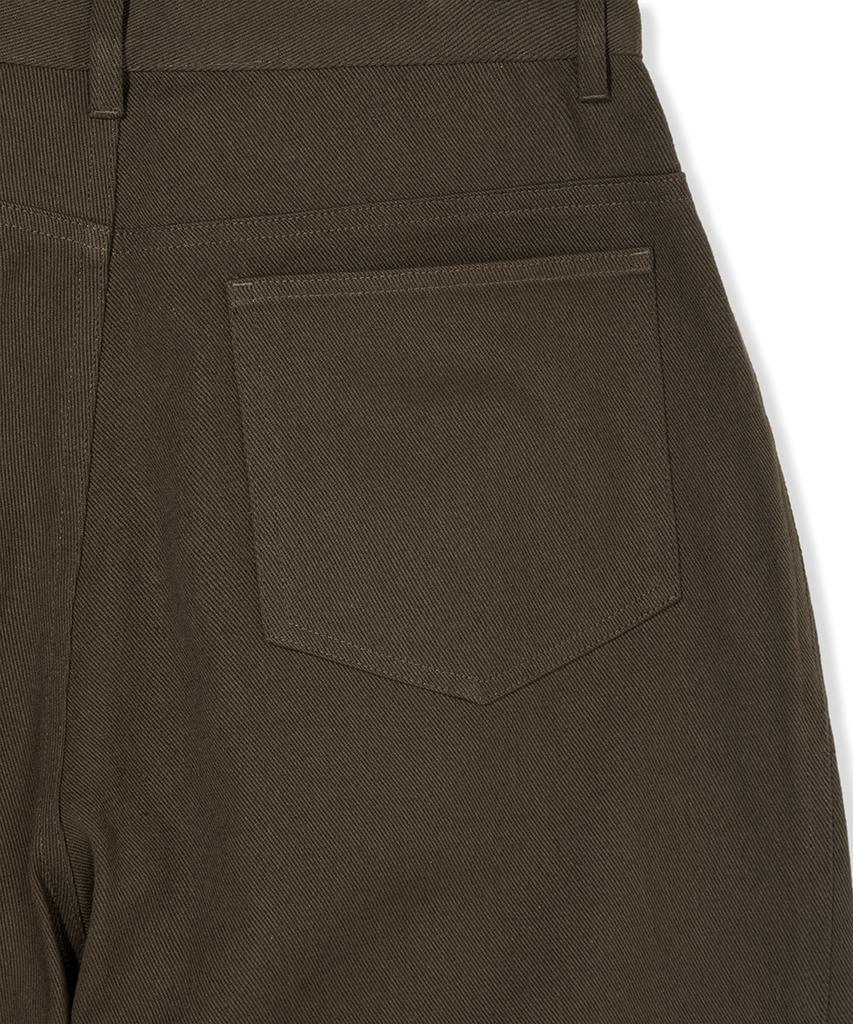 NODU Adn Wide Curved Cut Daily Cotton Pants [Brown]