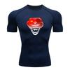 Men's Compression Fitness Sports T-shirt, Red Glowing Grinning Clown Graphic Quick Dry Breathable Athletic Shirt for Wor