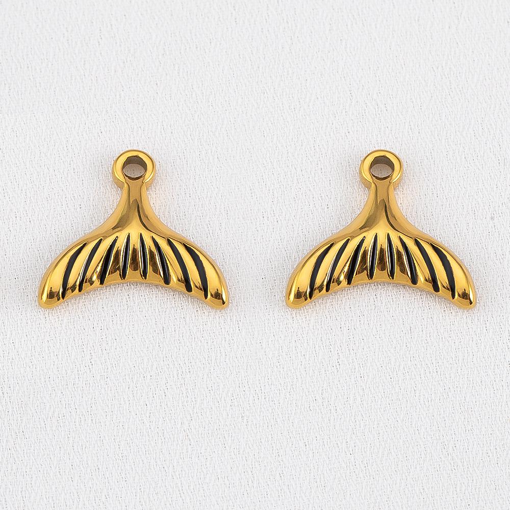 2pcs 304 Stainless Steel Enamel Fish Tail Pendant Gold Color Charm DY Fashion Necklace Earring Jewelry Making Keychain Component