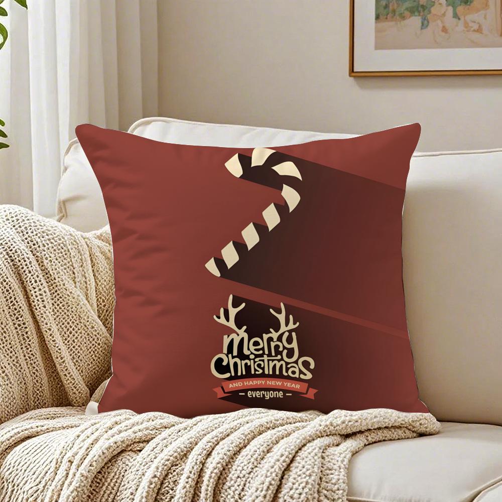 Warm Festive Christmas Red Collection Art Cushion Cover Linen Pillowcase Soft for Sofa Bed Home Room Decor 30x30cm